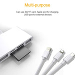 5 in 1 8핀 + Type-C / USB-C + USB + TF 카드 + SD 카드 다기능 카메라 리더 어댑터, 5 in 1