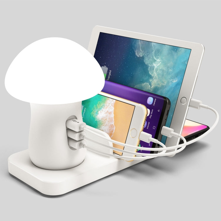 HQ-UD12 유니버설 4 in 1 40W QC3.0 3 USB 포트 + 무선 충전기 휴대폰 충전 스테이션 버섯 모양 LED 라이트, 길이: 1.2m, EU 플러그