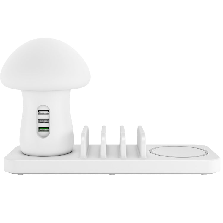 HQ-UD12 유니버설 4 in 1 40W QC3.0 3 USB 포트 + 무선 충전기 휴대폰 충전 스테이션 버섯 모양 LED 라이트, 길이: 1.2m, UK 플러그