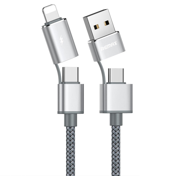 REMAX RC-020t 2.4A 오로라 시리즈 4 in 1 8핀 + USB + 2 x Type-C 데이터 동기화 충전 케이블, 케이블 길이: 1m