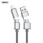REMAX RC-020t 2.4A 오로라 시리즈 4 in 1 8핀 + USB + 2 x Type-C 데이터 동기화 충전 케이블, 케이블 길이: 1m