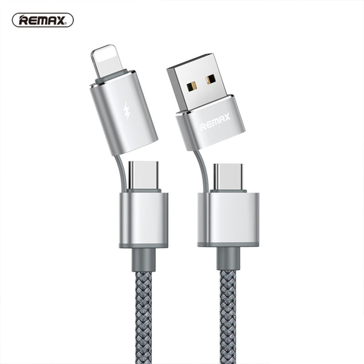 REMAX RC-020t 2.4A 오로라 시리즈 4 in 1 8핀 + USB + 2 x Type-C 데이터 동기화 충전 케이블, 케이블 길이: 1m