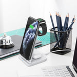 10W 3 in 1 QC 3.0 수직 다기능 무선 충전기 거치대 기능 포함, 휴대폰 / Apple Watch / AirPods용