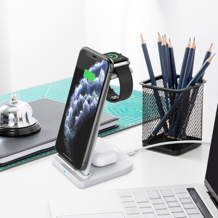 10W 3 in 1 QC 3.0 수직 다기능 무선 충전기 거치대 기능 포함, 휴대폰 / Apple Watch / AirPods용