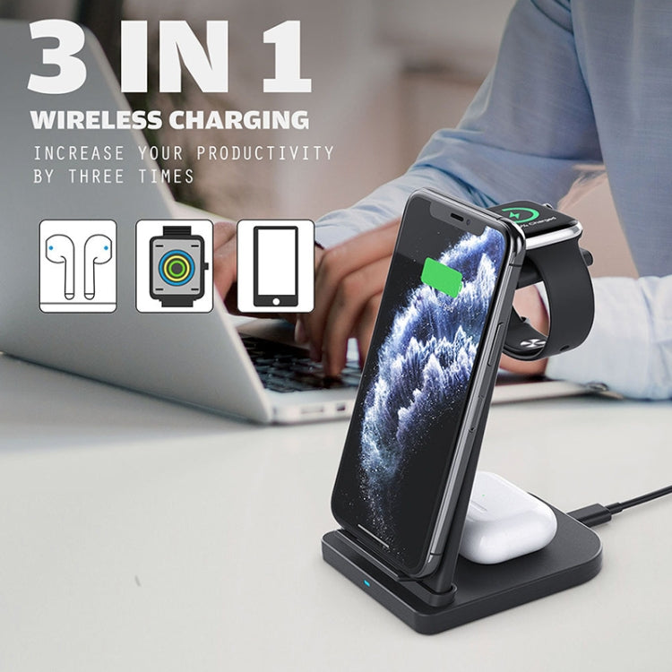 10W 3 in 1 QC 3.0 수직 다기능 무선 충전기 거치대 기능 포함, 휴대폰 / Apple Watch / AirPods용