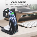 10W 3 in 1 QC 3.0 수직 다기능 무선 충전기 거치대 기능 포함, 휴대폰 / Apple Watch / AirPods용