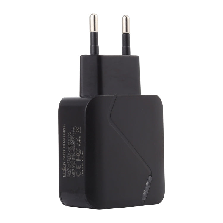 LZ-819A+C QC3.0 USB + PD 18W USB-C / 타입-C 인터페이스 여행용 충전기 표시등 포함, EU 플러그, EU 플러그