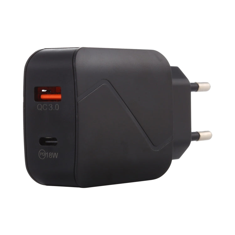 LZ-819A+C QC3.0 USB + PD 18W USB-C / 타입-C 인터페이스 여행용 충전기 표시등 포함, EU 플러그, EU 플러그