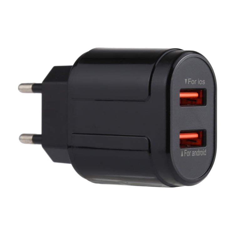 LZ-022 5V 2.4A 듀얼 USB 포트 여행용 충전기, EU 플러그