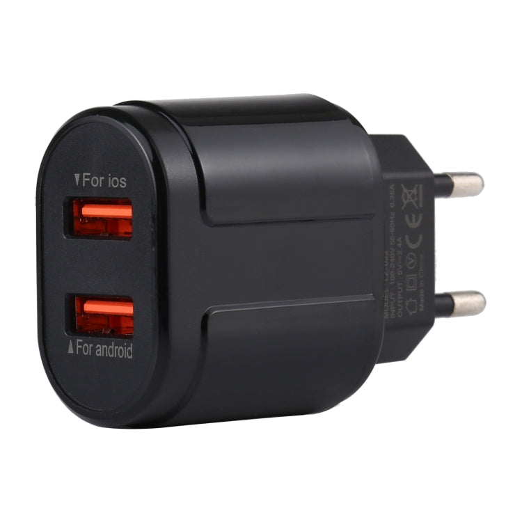 LZ-022 5V 2.4A 듀얼 USB 포트 여행용 충전기, EU 플러그
