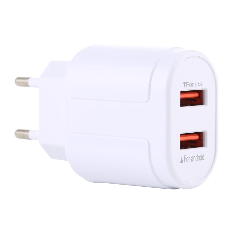 LZ-022 5V 2.4A 듀얼 USB 포트 여행용 충전기, EU 플러그