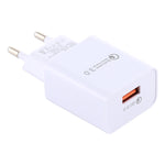 LZ-706 QC3.0 단일 USB 포트 여행용 충전기, EU 플러그