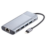 6 in 1 USB 2.0 x 3 + HDMI + RJ45 + 8핀 여성 충전 포트 to 8핀 남성 다기능 도크 스테이션 어댑터, 79591