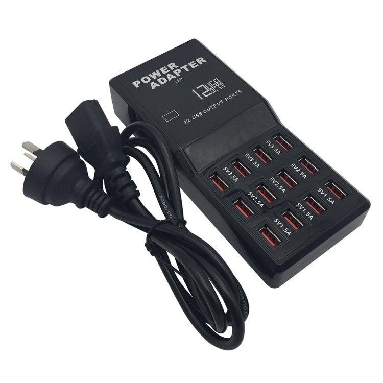 W-858 12A 12포트 USB 고속 충전 도크 데스크탑 스마트 충전기 AC100-240V, AU 플러그, AU 플러그