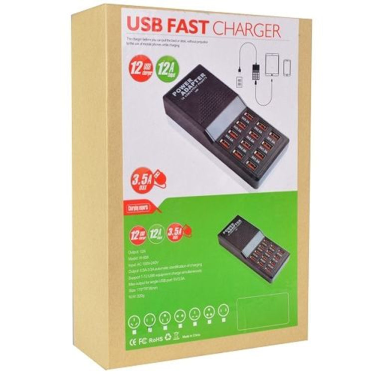 W-858 12A 12포트 USB 고속 충전 도크 데스크탑 스마트 충전기 AC100-240V, AU 플러그, AU 플러그
