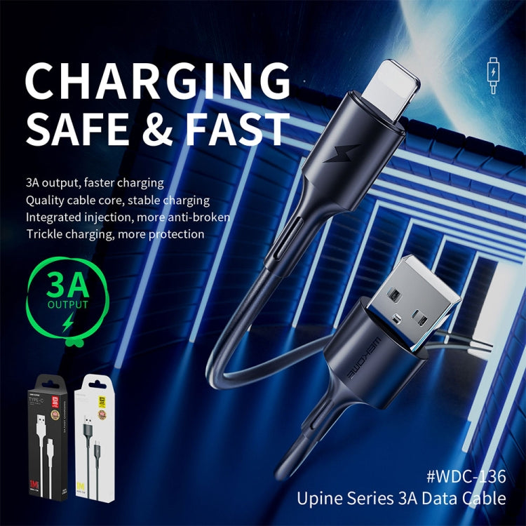 WK WDC-136 USB to 8핀 3A 고속 충전 데이터 케이블, USB to 8핀(검정), USB to 8핀(흰색)