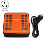 WLX-840 200W 40포트 USB 디지털 디스플레이 스마트 충전 스테이션 AC100-240V, 호주 플러그 (검정+주황), 호주 플러그