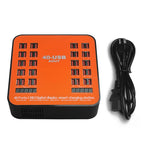 WLX-840 200W 40포트 USB 디지털 디스플레이 스마트 충전 스테이션 AC100-240V, 미국 플러그 (검정+주황), 미국 플러그