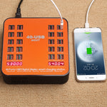 WLX-840 200W 40포트 USB 디지털 디스플레이 스마트 충전 스테이션 AC100-240V, 미국 플러그 (검정+주황), 미국 플러그
