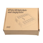 WLX-840 200W 40포트 USB 디지털 디스플레이 스마트 충전 스테이션 AC100-240V, 영국 플러그 (검정+주황), 영국 플러그