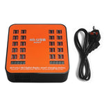 WLX-840 200W 40포트 USB 디지털 디스플레이 스마트 충전 스테이션 AC100-240V, 영국 플러그 (검정+주황), 영국 플러그