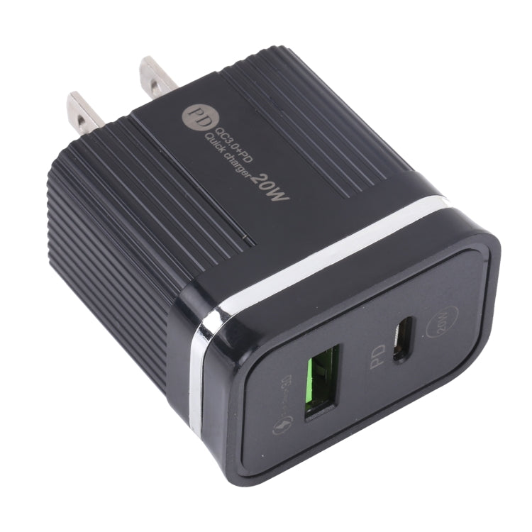 46-A2C2 20W PD + QC3.0 USB 다기능 고속 충전기, 미국 플러그, 미국 플러그