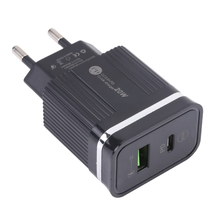 46-A2C2 20W PD + QC3.0 USB 다기능 고속 충전기, EU 플러그, EU 플러그