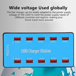 A5B 100W 10포트 USB 스마트 충전 스테이션 표시등 포함, 미국 플러그, 100W