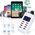 A8 50W 8포트 USB + QC3.0 스마트 충전 스테이션 디지털 디스플레이 AC100-240V, US 플러그, A8 US 플러그