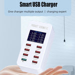 A8 50W 8포트 USB + QC3.0 스마트 충전 스테이션 디지털 디스플레이 AC100-240V, US 플러그, A8 US 플러그
