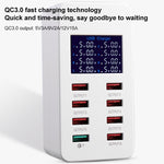 A8 50W 8포트 USB + QC3.0 스마트 충전 스테이션 디지털 디스플레이 AC100-240V, EU 플러그, A8 EU 플러그