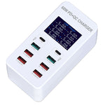 A8T 60W 8포트 USB + QC3.0 + PD 타입-C 스마트 충전 스테이션 디지털 디스플레이 AC100-240V, AU 플러그, A8T AU 플러그