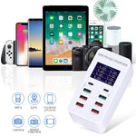 A8T 60W 8포트 USB + QC3.0 + PD 타입-C 스마트 충전 스테이션 디지털 디스플레이 AC100-240V, AU 플러그, A8T AU 플러그