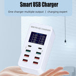A8T 60W 8포트 USB + QC3.0 + PD 타입-C 스마트 충전 스테이션 디지털 디스플레이 AC100-240V, UK 플러그, A8T UK 플러그