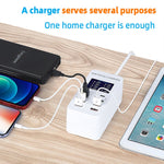 A8T 60W 8포트 USB + QC3.0 + PD 타입-C 스마트 충전 스테이션 디지털 디스플레이 AC100-240V, UK 플러그, A8T UK 플러그