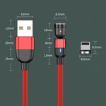 2m 3A 출력 USB to 8핀 540도 회전 자석 데이터 동기화 충전 케이블, 2m 8핀