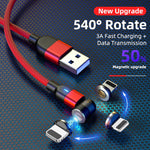 2m 3A 출력 USB to 8핀 540도 회전 자석 데이터 동기화 충전 케이블, 2m 8핀