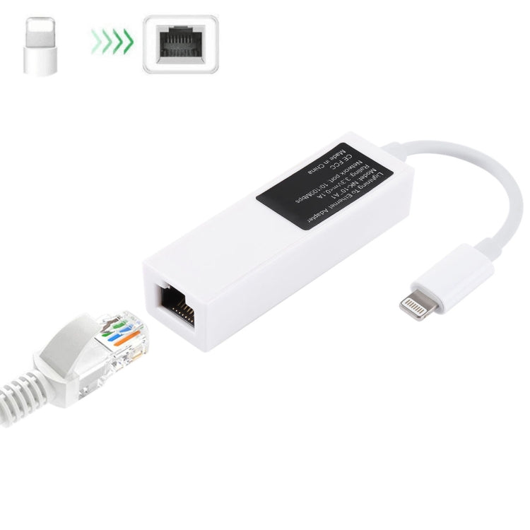 NK107A1 8핀 to RJ45 이더넷 LAN 네트워크 어댑터 케이블 아이폰 / 아이패드 시리즈용, 총 길이: 16cm