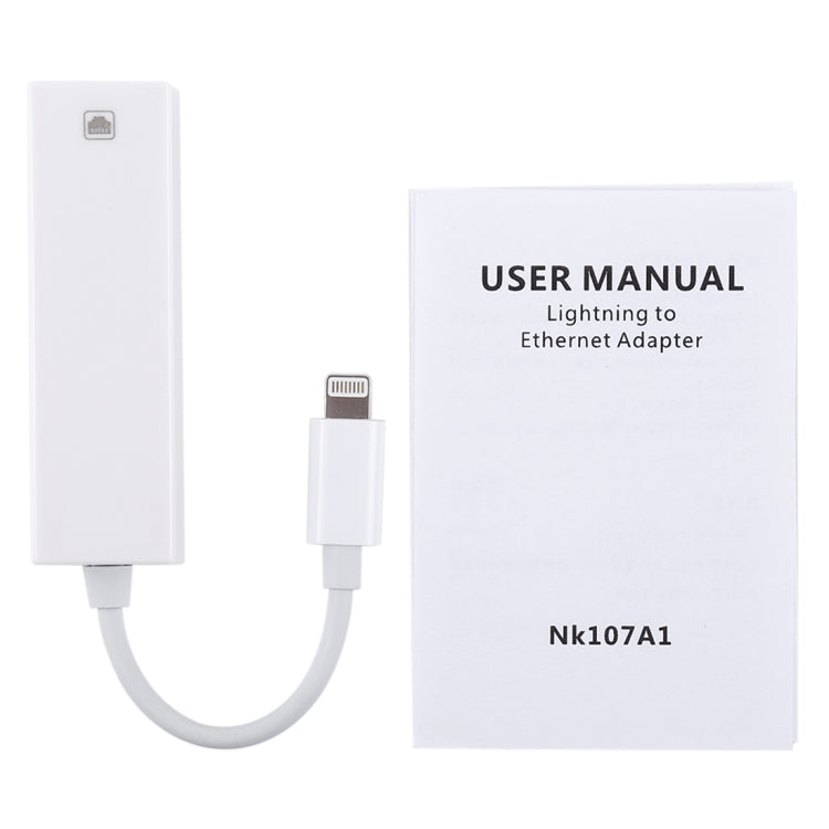 NK107A1 8핀 to RJ45 이더넷 LAN 네트워크 어댑터 케이블 아이폰 / 아이패드 시리즈용, 총 길이: 16cm