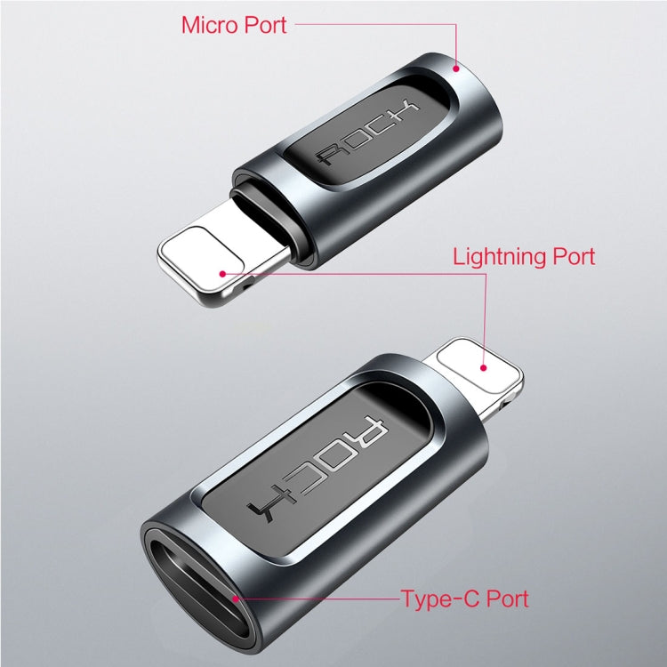ROCK 2.1A 휴대용 USB-C/Type-C to 8핀 오디오 변환기 이어폰 어댑터