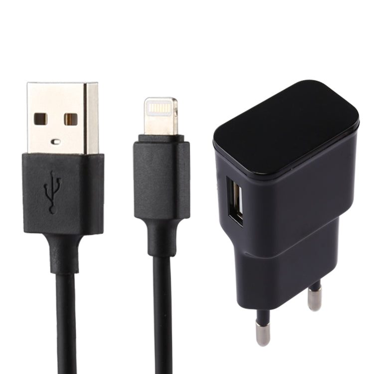 아이폰용 5V 2.1A 지능형 인식 USB 충전기 및 1m USB to 8핀 충전 케이블, EU 플러그