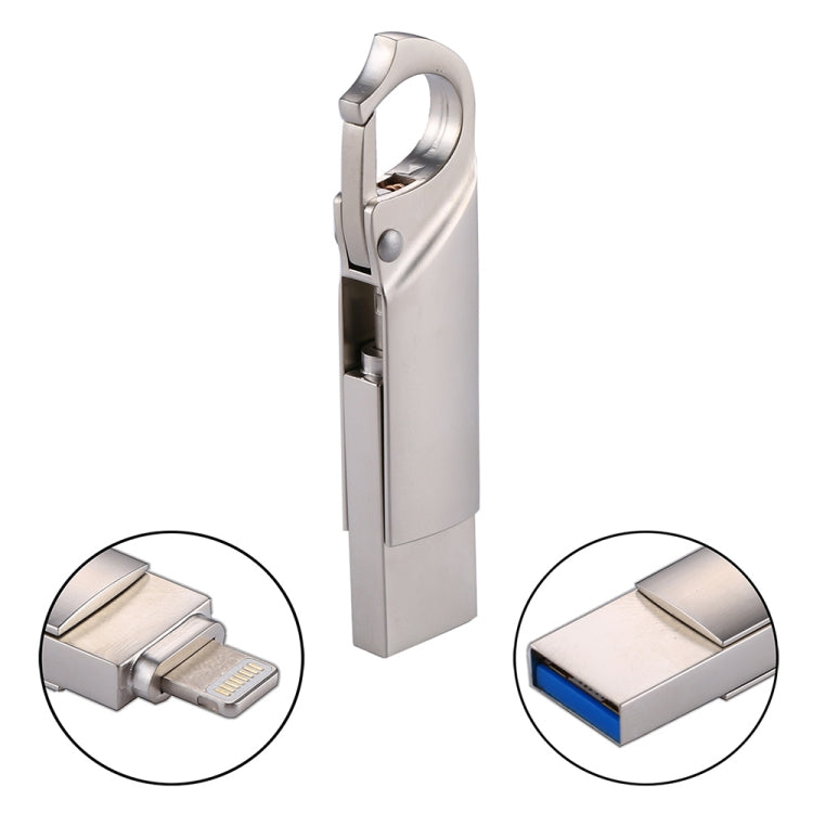 RQW-10F 2-in-1 USB 2.0 & 8핀 128GB 키체인 플래시 드라이브, RQW-10F