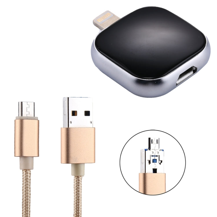 RQW-18S 8핀 64GB 다기능 플래시 디스크 드라이브 USB / 마이크로 USB to 마이크로 USB 케이블 포함, RQW-18S 블랙