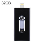 RQW-02 3 in 1 USB 2.0 & 8핀 & 마이크로 USB 32GB 플래시 드라이브, RQW-02 블랙