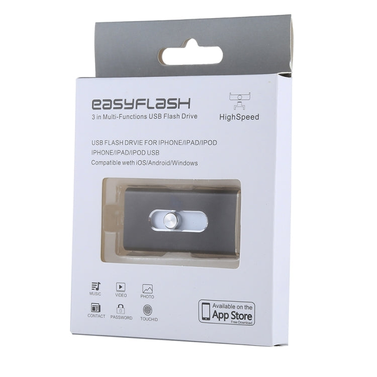RQW-02 3 in 1 USB 2.0 & 8핀 & 마이크로 USB 32GB 플래시 드라이브, RQW-02 블랙