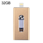 RQW-02 3 in 1 USB 2.0 & 8핀 & 마이크로 USB 32GB 플래시 드라이브, RQW-02 골드