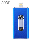 RQW-02 3 in 1 USB 2.0 & 8핀 & 마이크로 USB 32GB 플래시 드라이브, RQW-02 블루