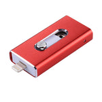 RQW-02 3 in 1 USB 2.0 & 8핀 & 마이크로 USB 32GB 플래시 드라이브, RQW-02 레드