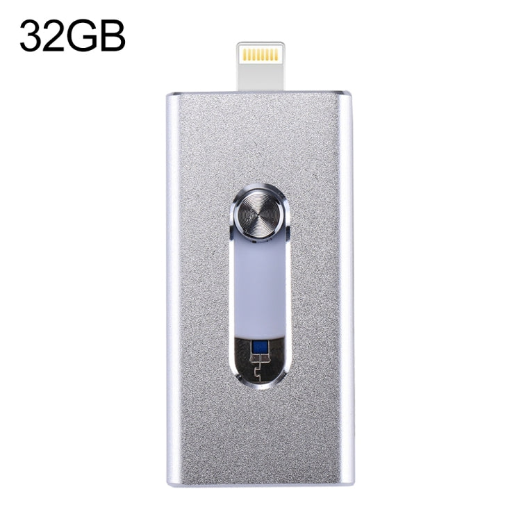 RQW-02 3 in 1 USB 2.0 & 8핀 & 마이크로 USB 32GB 플래시 드라이브, RQW-02 실버