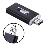 RQW-02 3 in 1 USB 2.0 & 8핀 & 마이크로 USB 64GB 플래시 드라이브, RQW-02 블랙